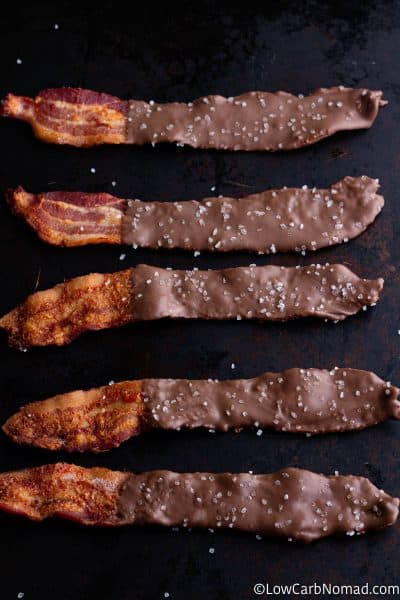 Keto Chocolate Covered Oven-Baked Bacon • Low Carb Nomad