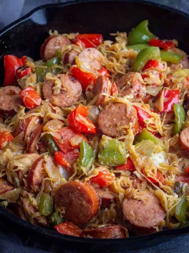 Low Carb Kielbasa and Sauerkraut Skillet Recipe • Low Carb Nomad