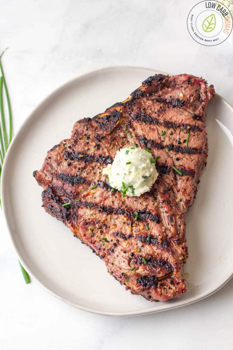 Grilled Steak With Blue Cheese And Chives Butter • Low Carb Nomad 