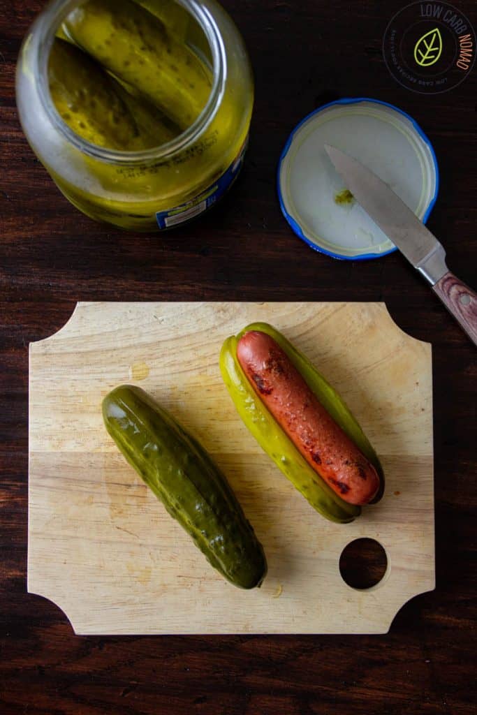 Hot Dogs with Pickle Keto Hot Dog Bun • Low Carb Nomad