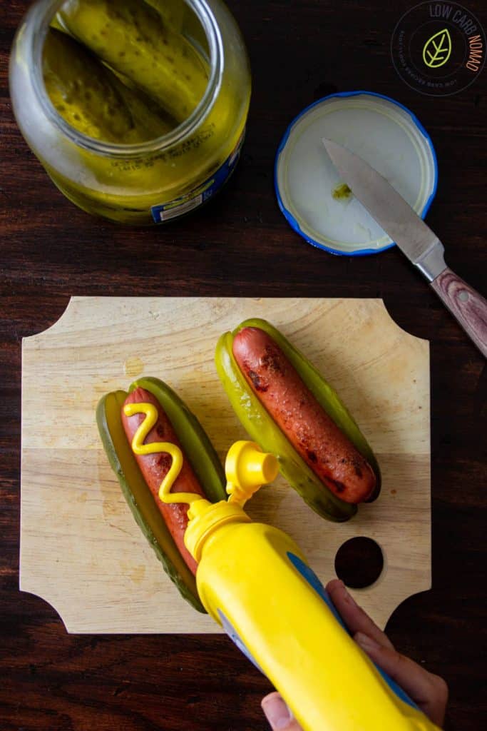 Hot Dogs with Pickle Keto Hot Dog Bun • Low Carb Nomad