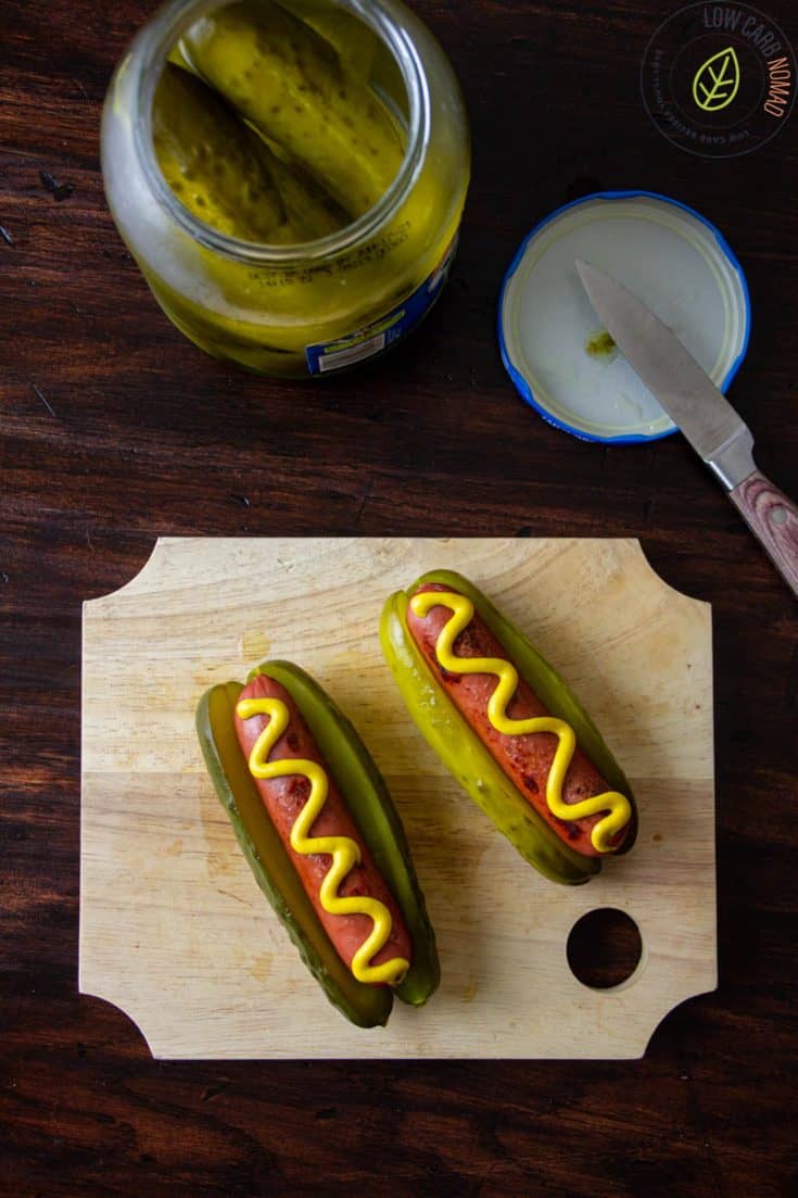 Hot Dogs with Pickle Keto Hot Dog Bun • Low Carb Nomad