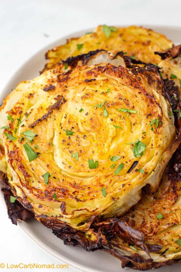 Garlic Roasted Cabbage Steaks • Low Carb Nomad