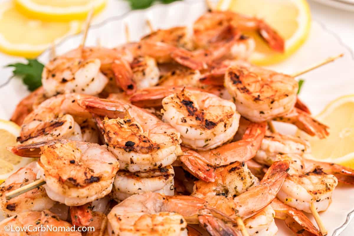 Lemon Garlic Grilled Shrimp Skewers • Low Carb Nomad