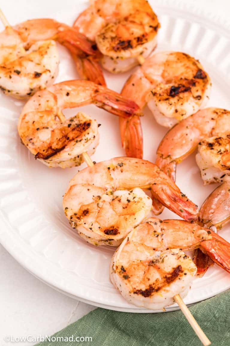 Lemon Garlic Grilled Shrimp Skewers • Low Carb Nomad