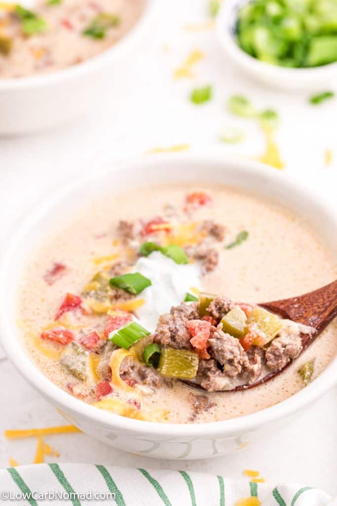 Keto Cheeseburger Soup Recipe • Low Carb Nomad